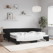 vidaXL fekete kihúzható bársony heverő 90x200 cm ágy és ágykellék