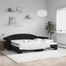 vidaXL fekete kihúzható bársony heverő 90x200 cm ágy és ágykellék
