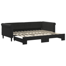 vidaXL fekete kihúzható bársony heverő 90x200 cm (3197775) ágy és ágykellék