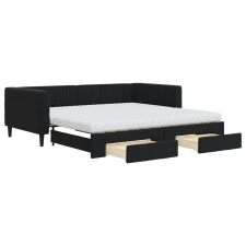 vidaXL fekete kihúzható bársony heverő fiókkal 100 x 200 cm (3196774) ágy és ágykellék