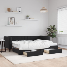 vidaXL fekete kihúzható bársony heverő fiókkal 80 x 200 cm ágy és ágykellék