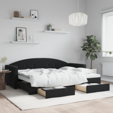 vidaXL Fekete kihúzható bársony heverő fiókkal 80 x 200 cm ágy és ágykellék