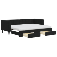 vidaXL fekete kihúzható bársony heverő fiókkal 80 x 200 cm (3196760) ágy és ágykellék