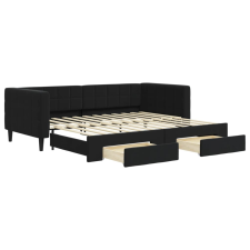 vidaXL fekete kihúzható bársony heverő fiókkal 90 x 200 cm (3196743) ágy és ágykellék