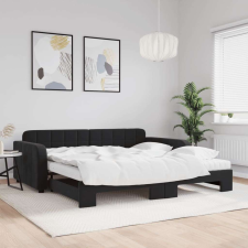 vidaXL fekete kihúzható bársony heverő matraccal 100 x 200 cm ágy és ágykellék
