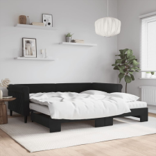 vidaXL fekete kihúzható bársony heverő matraccal 100 x 200 cm ágy és ágykellék