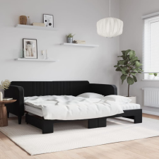 vidaXL fekete kihúzható bársony heverő matraccal 100 x 200 cm ágy és ágykellék