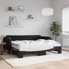 vidaXL fekete kihúzható bársony heverő matraccal 90 x 200 cm ágy és ágykellék