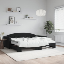 vidaXL fekete kihúzható bársony heverő matracokkal 90 x 190 cm ágy és ágykellék