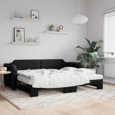 vidaXL fekete kihúzható szövet heverő 100 x 200 cm ágy és ágykellék