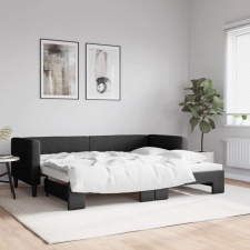 vidaXL fekete kihúzható szövet heverő 80 x 200 cm ágy és ágykellék