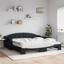 vidaXL fekete kihúzható szövet heverő matracokkal 100 x 200 cm ágy és ágykellék