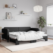 vidaXL fekete kihúzható szövet heverő matracokkal 80 x 200 cm ágy és ágykellék