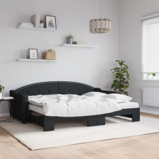 vidaXL fekete kihúzható szövet heverő matracokkal 80 x 200 cm ágy és ágykellék