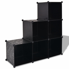 vidaXL fekete kocka alakú tároló 6 tárolórekesszel bútor