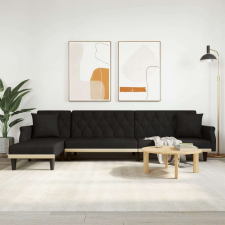 vidaXL fekete L-alakú bársony kanapéágy 271x140x70 cm bútor