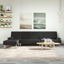 vidaXL fekete L-alakú műbőr kanapéágy 255x140x70 cm bútor