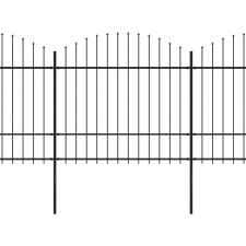 vidaXL fekete lándzsahegy tetejű acélkerítés (1,5-1,75) x 6,8 m kerti bútor