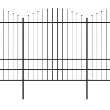 vidaXL fekete lándzsahegy tetejű acélkerítés (1,75-2) x 11,9 m  (277754) kerti bútor