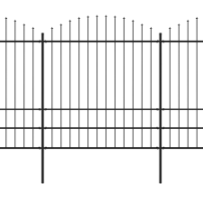 vidaXL fekete lándzsahegy tetejű acélkerítés (1,75-2) x 8,5 m (277752) kerti bútor
