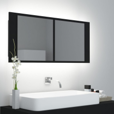 vidaXL Fekete LED-es tükrös fürdőszobaszekrény 100 x 12 x 45 cm fürdőszoba bútor
