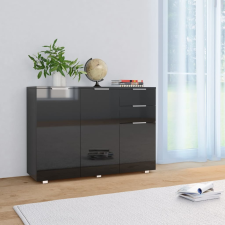 vidaXL fekete magasfényű tálalószekrény 107 x 35 x 76 cm bútor