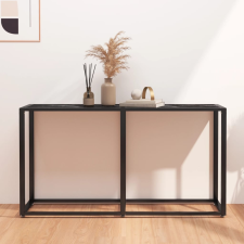 vidaXL fekete márványszínű edzett üveg tálalóasztal 140 x 35 x 75,5 cm bútor
