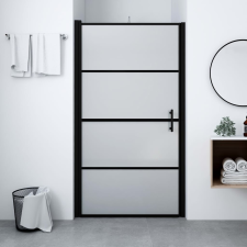 vidaXL fekete matt edzett üveg zuhanyajtó 100 x 178 cm kád, zuhanykabin
