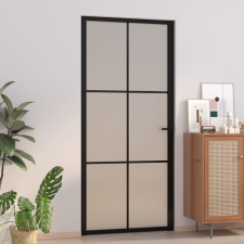 vidaXL fekete matt üveg és alumínium beltéri ajtó 93 x 201,5 cm építőanyag