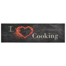 vidaXL fekete mosható cooking feliratos bársony konyhaszőnyeg 45x150cm (136549) lakástextília
