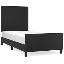 vidaXL fekete műbőr ágykeret fejtámlával 100x200 cm (3125433) ágy és ágykellék