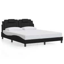 vidaXL fekete műbőr ágykeret LED-világítással 160 x 200 cm ágy és ágykellék