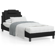 vidaXL Fekete műbőr ágykeret LED-világítással 90x190 cm ágy és ágykellék