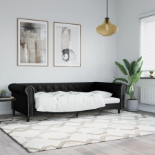 vidaXL fekete műbőr kanapéágy 100 x 200 cm ágy és ágykellék