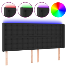 vidaXL fekete műbőr LED-es fejtámla 147x16x118/128 cm (3124138) ágy és ágykellék