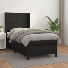vidaXL fekete műbőr rugós ágy matraccal 100 x 200 cm ágy és ágykellék