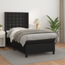 vidaXL fekete műbőr rugós ágy matraccal 100 x 200 cm ágy és ágykellék