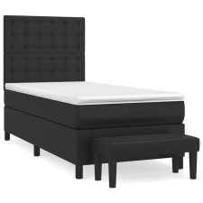 vidaXL fekete műbőr rugós ágy matraccal 100 x 200 cm (3137647) ágy és ágykellék