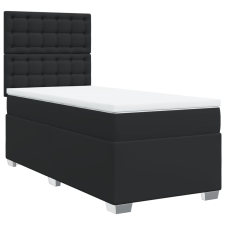 vidaXL fekete műbőr rugós ágy matraccal 100 x 200 cm (3290708) ágy és ágykellék