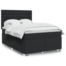 vidaXL fekete műbőr rugós ágy matraccal 140 x 190 cm ágy és ágykellék