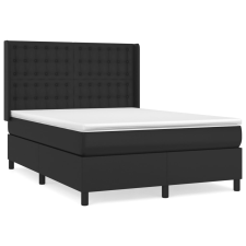 vidaXL fekete műbőr rugós ágy matraccal 140 x 190 cm (3132495) ágy és ágykellék