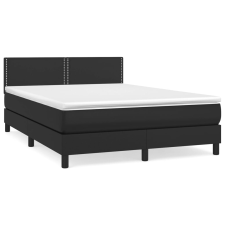 vidaXL fekete műbőr rugós ágy matraccal 140 x 190 cm (3141059) ágy és ágykellék