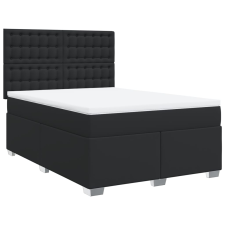 vidaXL fekete műbőr rugós ágy matraccal 140 x 190 cm (3290720) ágy és ágykellék