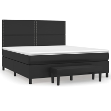 vidaXL fekete műbőr rugós ágy matraccal 160 x 200 cm ágy és ágykellék