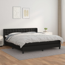 vidaXL fekete műbőr rugós ágy matraccal 180 x 200 cm ágy és ágykellék