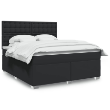 vidaXL fekete műbőr rugós ágy matraccal 180 x 200 cm ágy és ágykellék