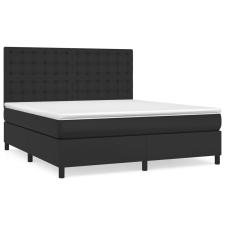 vidaXL fekete műbőr rugós ágy matraccal 180 x 200 cm (3142857) ágy és ágykellék
