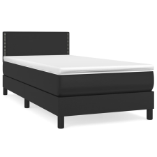 vidaXL fekete műbőr rugós ágy matraccal 80 x 200 cm (3141029) ágy és ágykellék