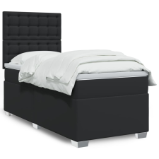 vidaXL fekete műbőr rugós ágy matraccal 90 x 200 cm ágy és ágykellék