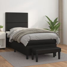 vidaXL Fekete műbőr rugós ágy matraccal 90 x 200 cm ágy és ágykellék